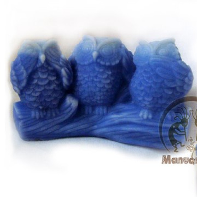 Silicone mold - Three owls 3D - for making soaps, candles and figurines