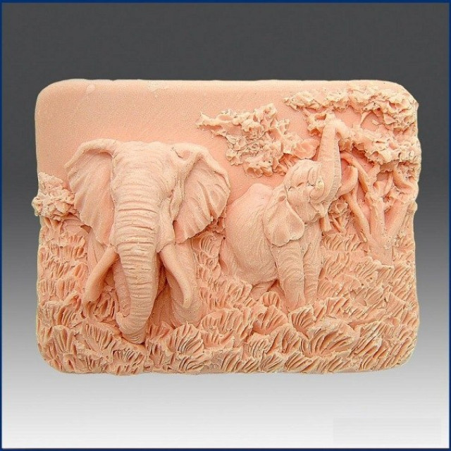 Silicone mold - Charming elephants - for making soaps, candles and figurines