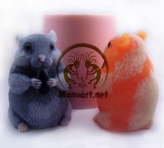 Silicone mold - Hamster with sunflower Seed 3D - for making soaps, candles and figurines