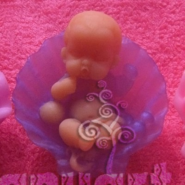 Silicone mold - Baby in a shell №2 - for making soaps, candles and figurines