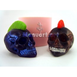 Silicone mold - 3D skull with mohawk - for making soaps, candles and figurines