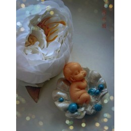 Silicone mold - Baby in shell №1 - for making soaps, candles and figurines
