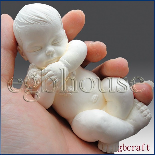 Silicone mold - Baby with Teddy Bear 3D - for making soaps, candles and figurines