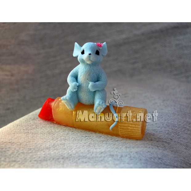 Silicone mold - 3D Mouse on lipstick - for making soaps, candles and figurines