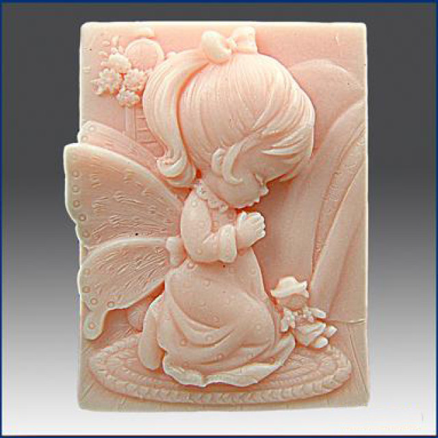 Silicone mold - Girl angel 2D - for making soaps, candles and figurines