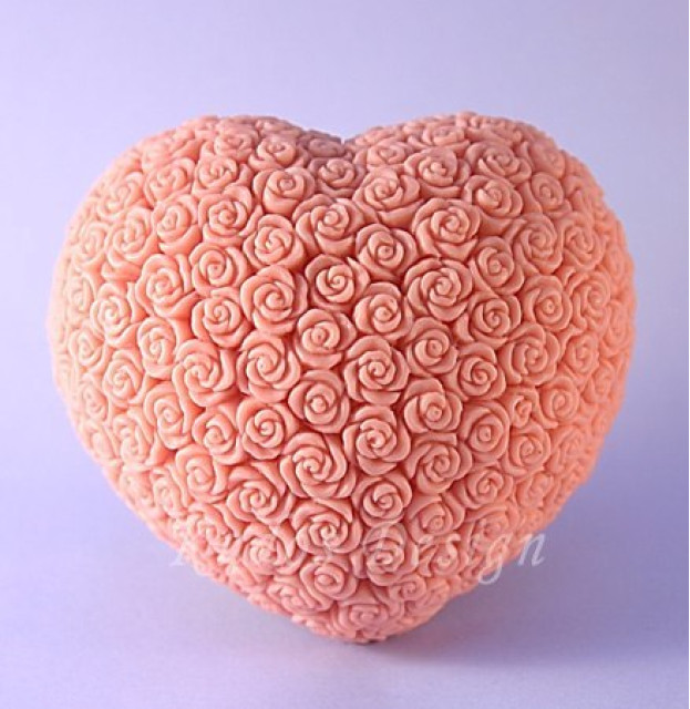 Silicone mold - Heart of roses 2D - for making soaps, candles and figurines