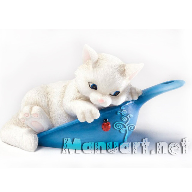 Silicone mold - Kitten in a scoop 3D - for making soaps, candles and figurines