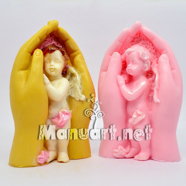 Silicone mold - Angel in the palms 3D - for making soaps, candles and figurines