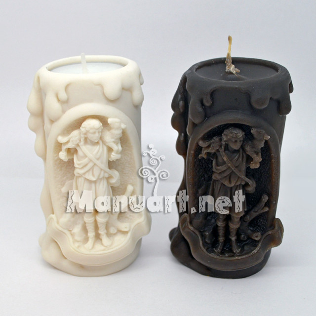 Silicone mold - Candle mold "A young man with a lamb on his shoulders" - for making soaps, candles and figurines