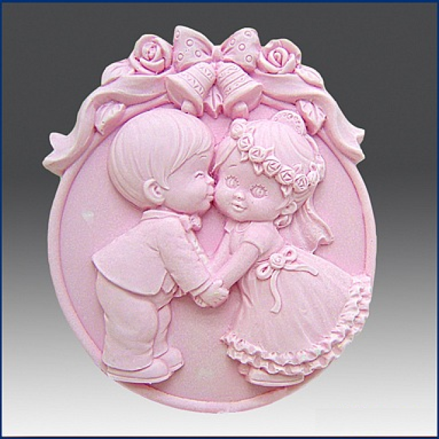 Silicone mold - Wedding kiss 2D - for making soaps, candles and figurines