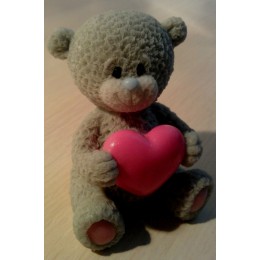 Silicone mold - Teddy bear with heart 3D - for making soaps, candles and figurines