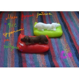 Silicone mold - Doggie on the pillow - for making soaps, candles and figurines
