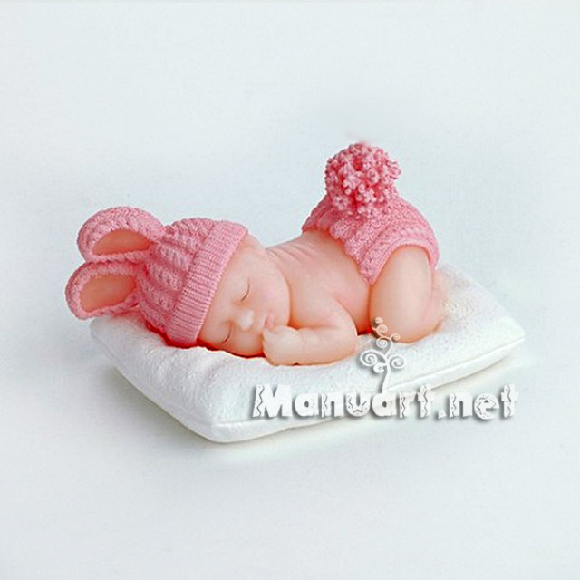 Silicone mold - Baby dressed as Bunny 3D - for making soaps, candles and figurines