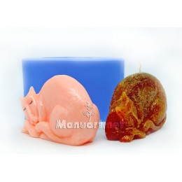 Silicone mold - Sleeping cat retro 3D - for making soaps, candles and figurines