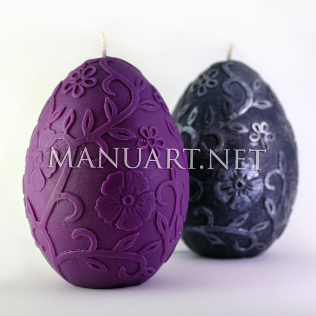 Silicone mold - Big egg with flowers ornament - for making soaps, candles and figurines