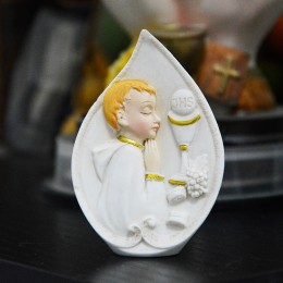 First Communion praying boy