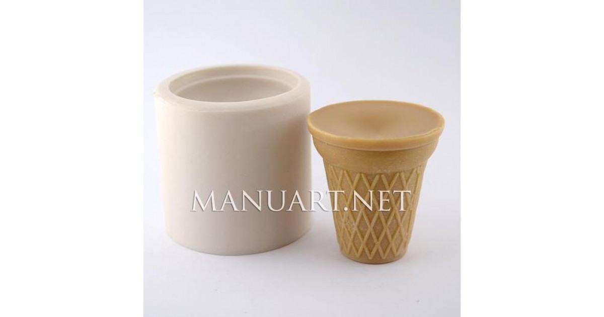 2pc Realistic Ice Cream Medium Waffle Cone, Ice Cream Cup Silicone Mold, Dessert Shape Silicone Mold, Soap, Candle, Mold for Wax, Mold for Resin