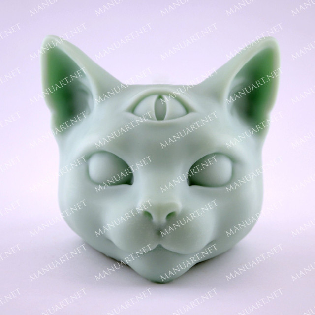 Silicone mold - Mystical cat head 3D - for making soaps, candles and figurines