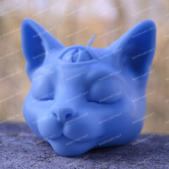 Silicone mold - Buddha cat head 3D - for making soaps, candles and figurines