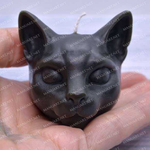 Silicone mold - Little Cat head 3D - for making soaps, candles and figurines