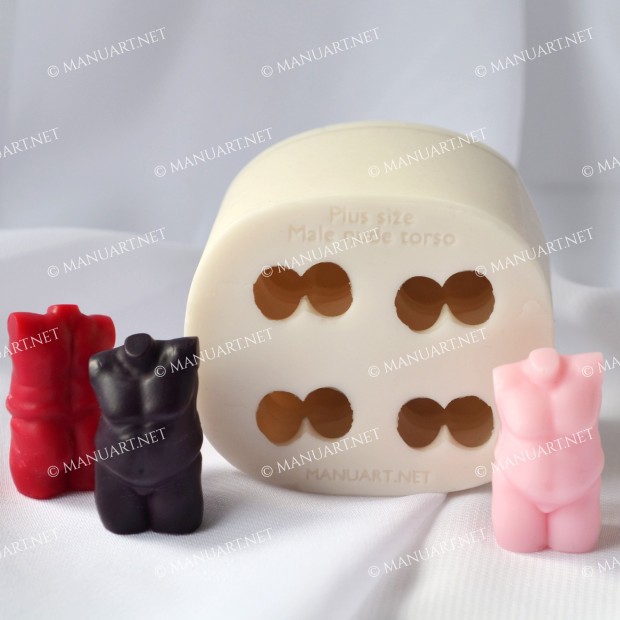 Silicone mold - SUPER MINI plus size Male torso 3D  - for making soaps, candles and figurines