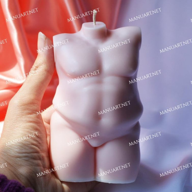 Silicone mold - BIG Plus size Male nude torso 3D - for making soaps, candles and figurines
