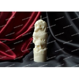 Silicone mold - Stack of skulls 3D - for making soaps, candles and figurines