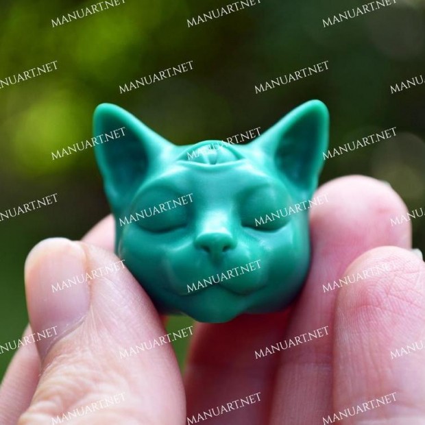 Silicone mold - MINI Buddha cat head 3D - for making soaps, candles and figurines