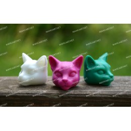 Silicone mold - MINI cat head 3D - for making soaps, candles and figurines