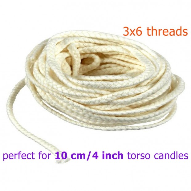 100 % Cotton candle wick perfect for 10 cm / 4 inch Goddess candles 3x6 thread 10 meters / 32 ft 