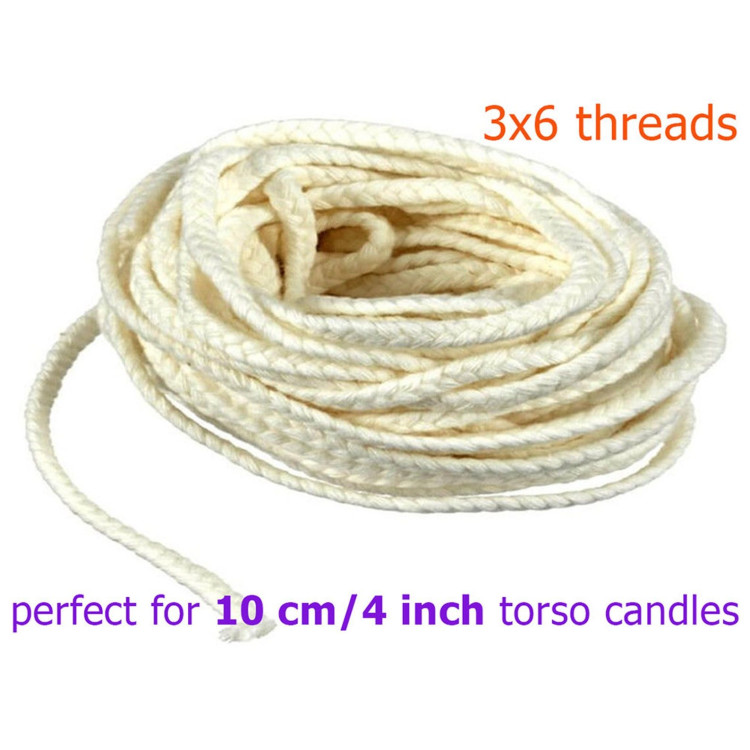 100 % Cotton candle wick perfect for 10 cm / 4 inch Goddess candles 3x6 thread 10 meters / 32 ft - silicone mold