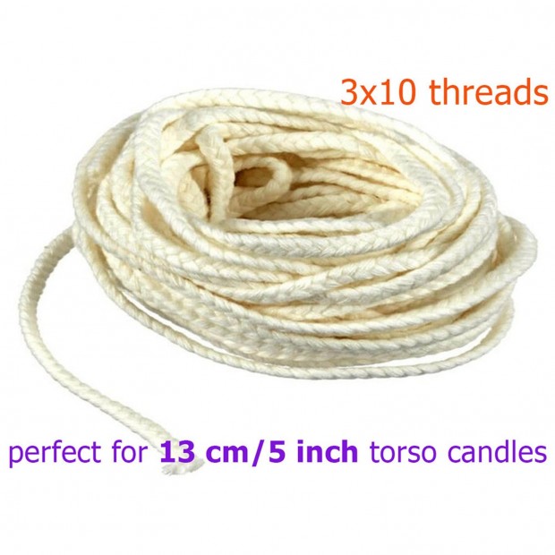 100 % Cotton candle wick perfect for 13 cm / 5 inch Goddess candles 3x10 thread 10 meters / 32 ft 