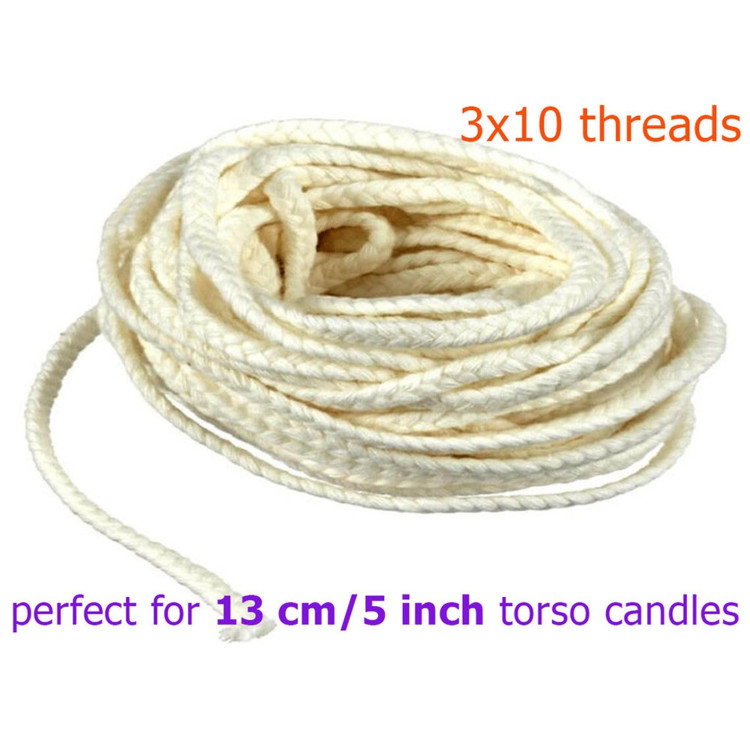 100 % Cotton candle wick perfect for 13 cm / 5 inch Goddess candles 3x10 thread 10 meters / 32 ft - silicone mold