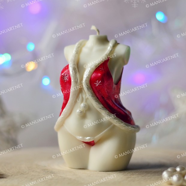 Silicone mold - Lady Santa torso 3D - for making soaps, candles and figurines