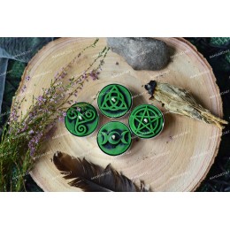 Silicone mold - Witchcraft symbols four cavities tea light - for making soaps, candles and figurines