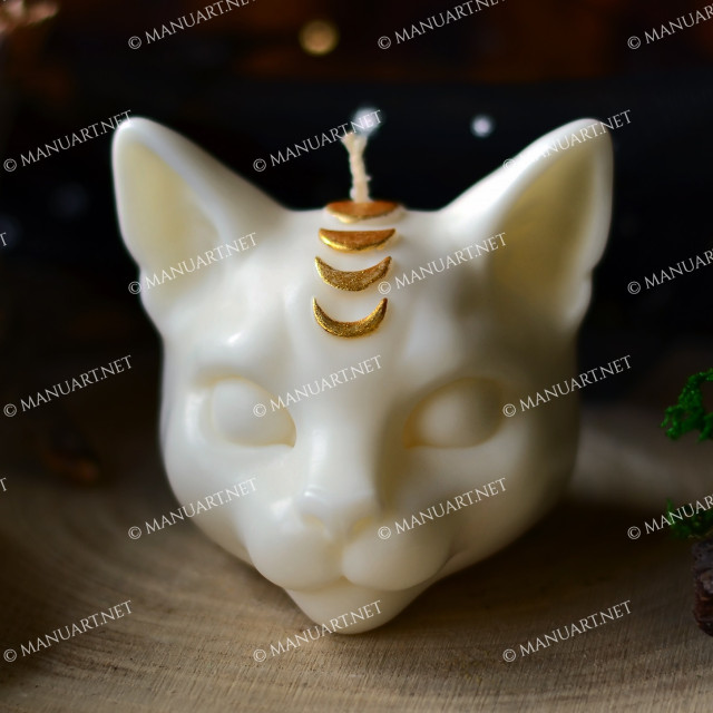 Silicone mold - Moon phases cat head 3D - for making soaps, candles and figurines