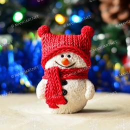 Cute little Snowman girl in a knitted hat 3D