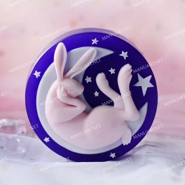 Silicone mold - Sleeping Moon Bunny  - for making soaps, candles and figurines