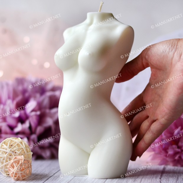 Silicone mold - Large 20 cm 8'' pregnant female torso 3D - for making soaps, candles and figurines