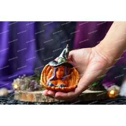 Silicone mold - Witch pumpkin 3D silicone mold, candle mould, Halloween, - 14 cm/5,4" mold - for making soaps, candles and figurines