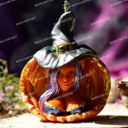 Witch pumpkin 3D silicone mold, candle mould, Halloween, - 14 cm/5,4" mold