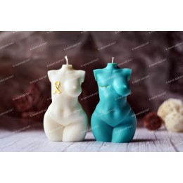 Silicone mold - Breast Cancer Survivor plus size Goddess torso with cancer awareness ribbon 3D - for making soaps, candles and figurines
