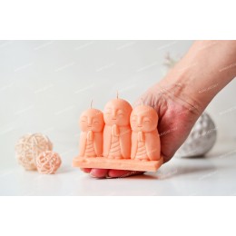 Silicone mold - Three praying Buddhist monks 3D - for making soaps, candles and figurines