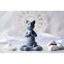 Silicone mold - Meditating cat - for making soaps, candles and figurines