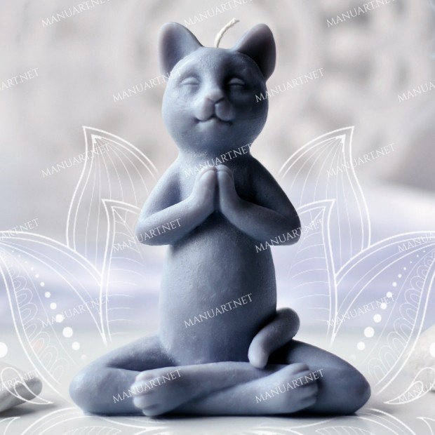 Silicone mold - Meditating cat - for making soaps, candles and figurines