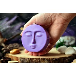 Silicone mold - Moon face 2D 75mm - for making soaps, candles and figurines