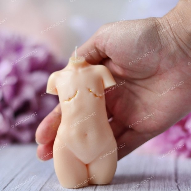 Silicone mold - Breast Cancer Survivor 2 scars Goddess torso - for making soaps, candles and figurines