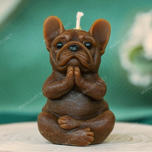 Silicone mold - French bulldog meditating - Paws together - for making soaps, candles and figurines