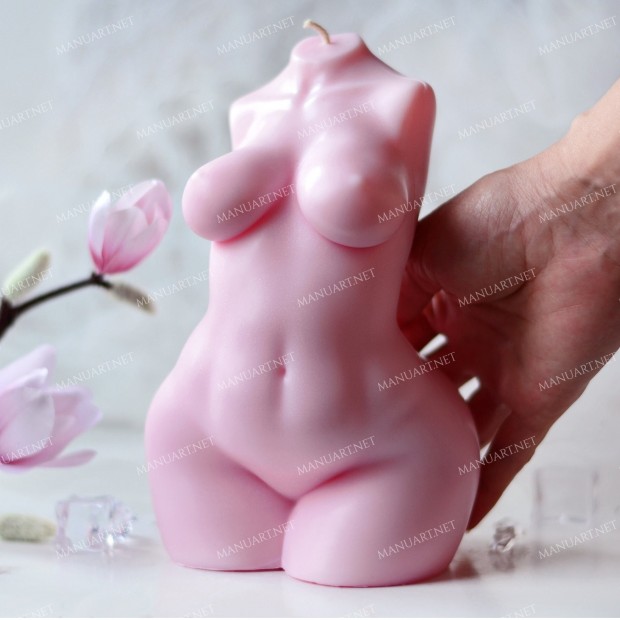 Silicone mold - LARGE 20 cm 8 inch Curvy Female torso  - for making soaps, candles and figurines