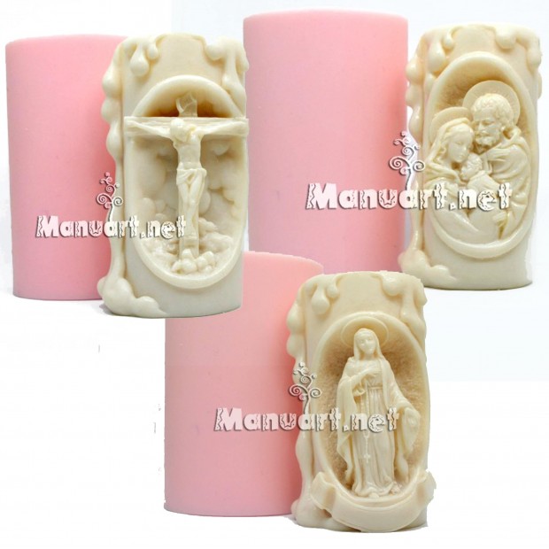 Silicone mold - Set of 3 molds for candles Christianity  - for making soaps, candles and figurines